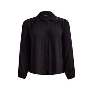 Torrid Madison Washable Gauze Embroidered Long Sleeve Shirt – Black – Size 5X